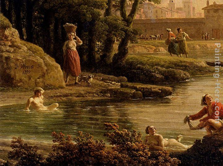 Claude-Joseph Vernet Landscape With Bathers - detail